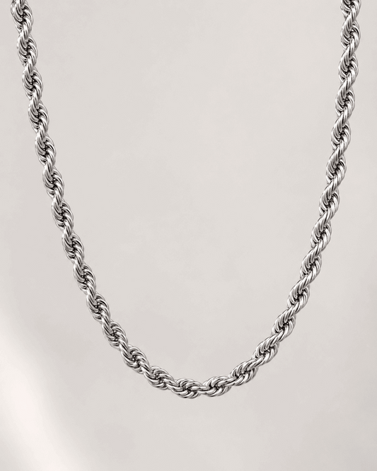סט צמיד ושרשרת CROWN‏ - 4 מ"מ כסף