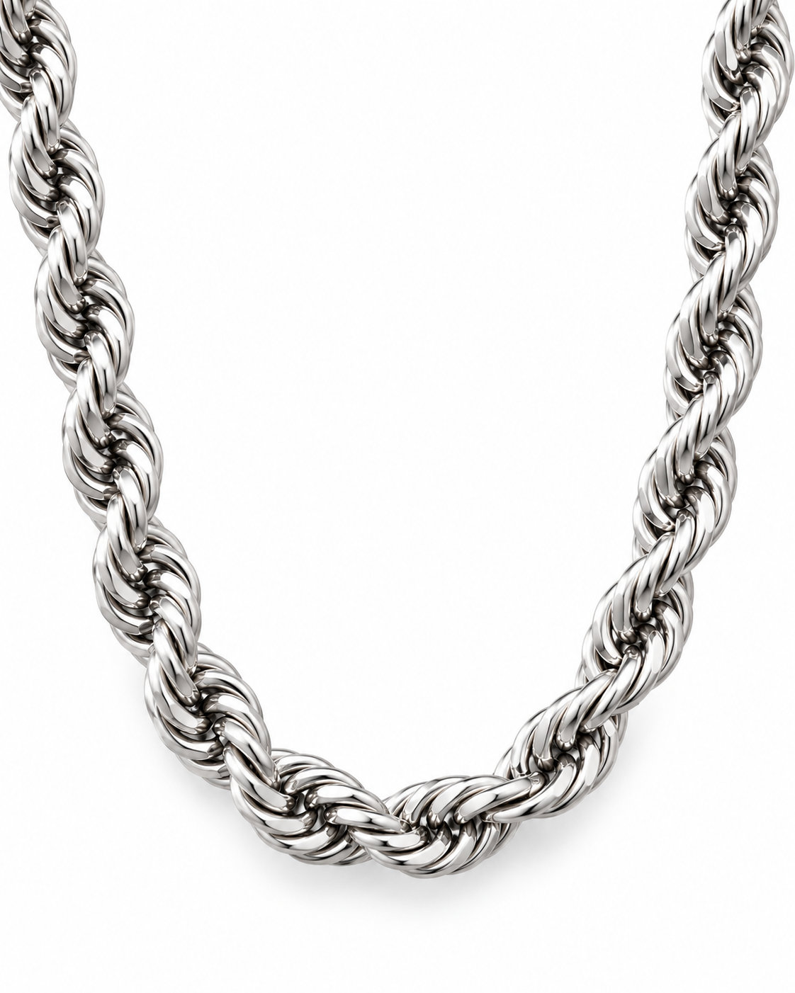 שרשרת CROWN כסף 4 מ״מ — תקריב מאקרו ראשי על רקע לבן