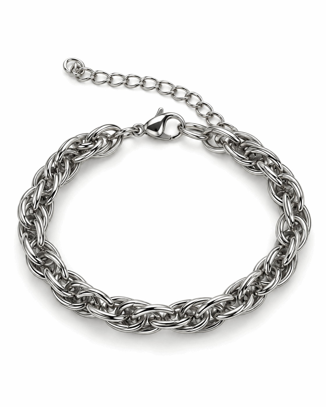צמיד חבל HELIX בגוון כסף – צילום מוצר על רקע לבן