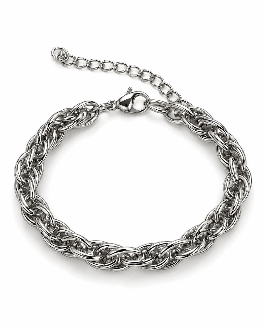 צמיד חבל HELIX בגוון כסף – צילום מוצר על רקע לבן