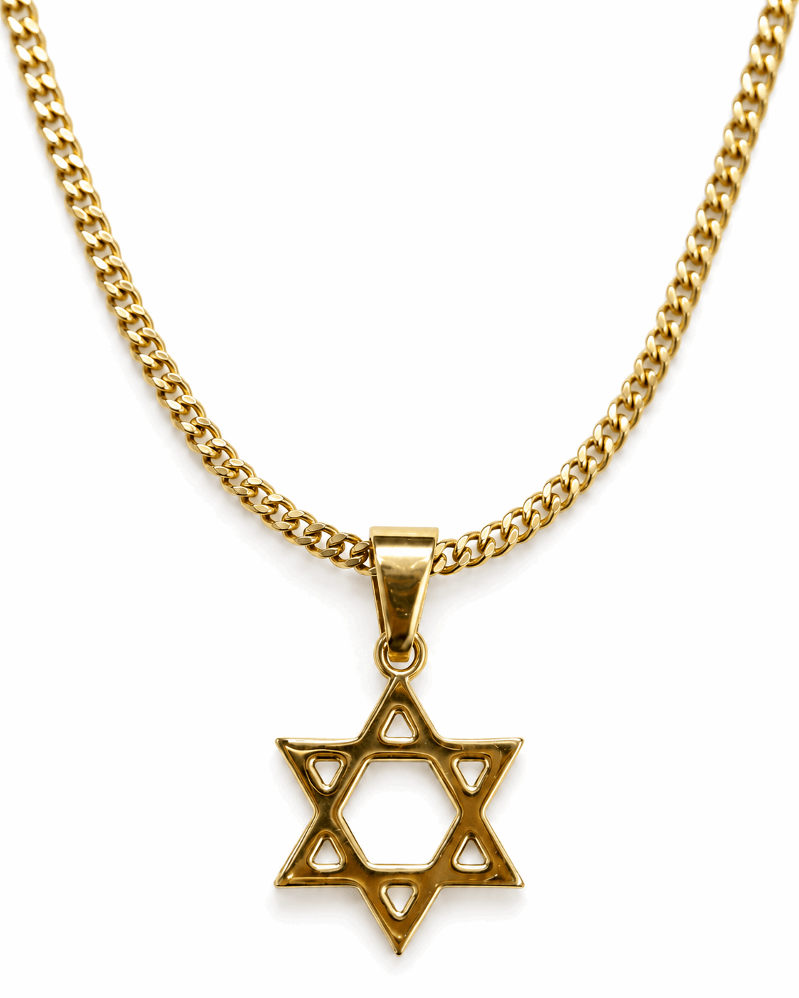 שרשרת מגן דוד זהב על רקע לבן
